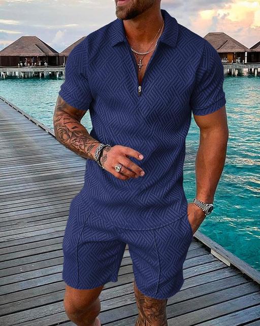 Men's Casual Polo Suit - Blue
