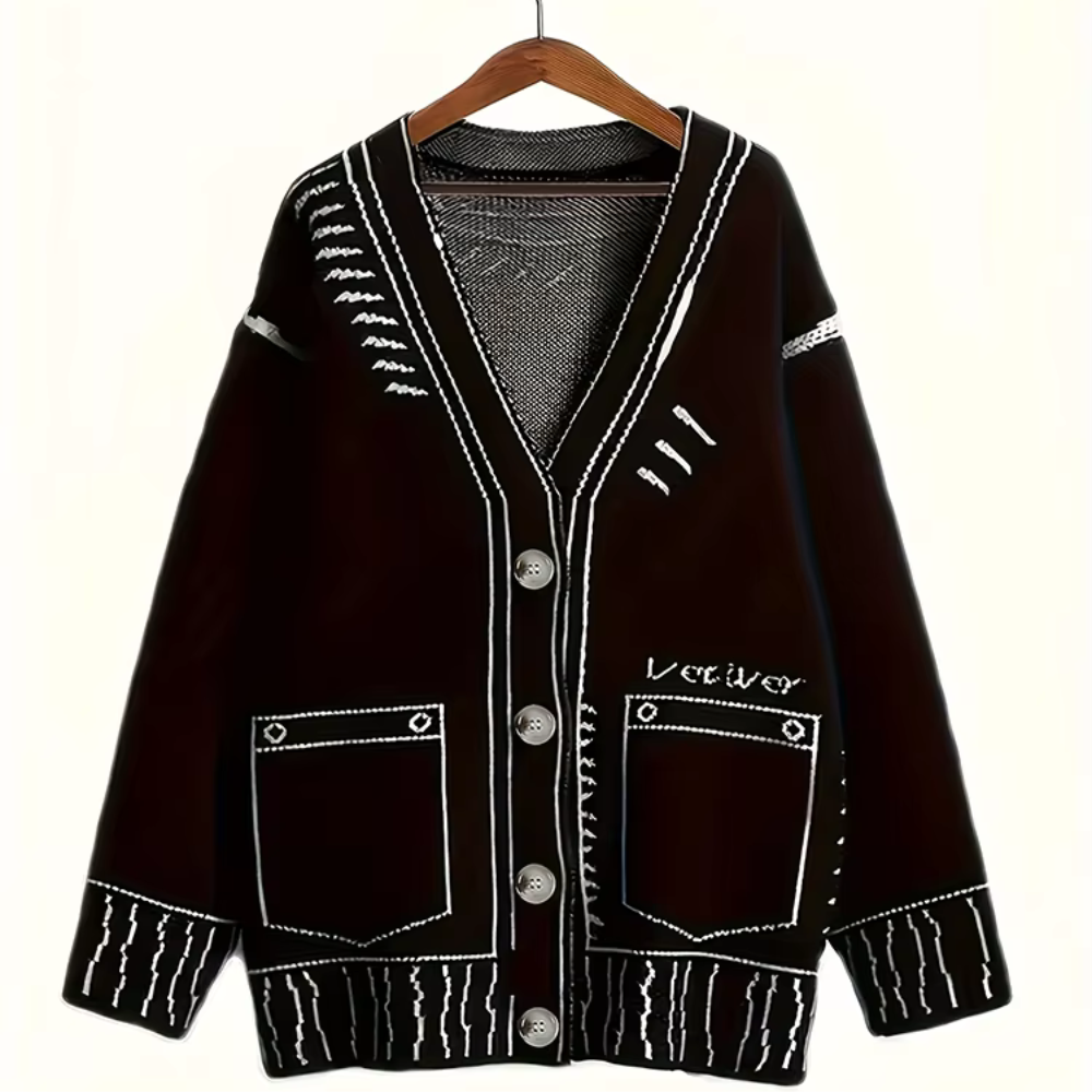 Y2K Contrast Stitch Cardigan
