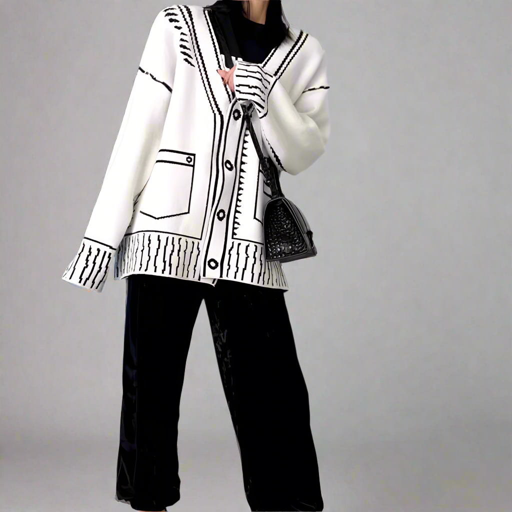 Y2K Contrast Stitch Cardigan