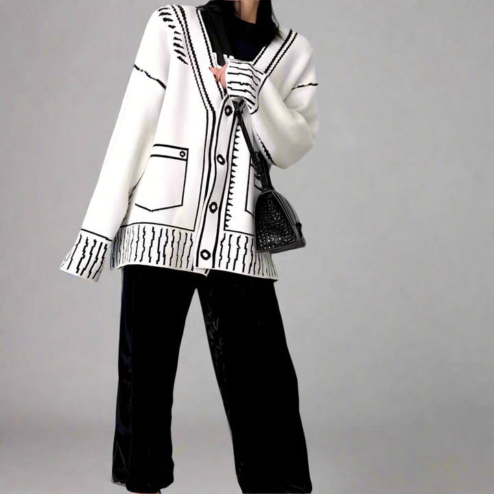 Y2K Contrast Stitch Cardigan