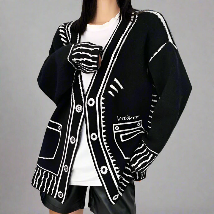 Y2K Contrast Stitch Cardigan