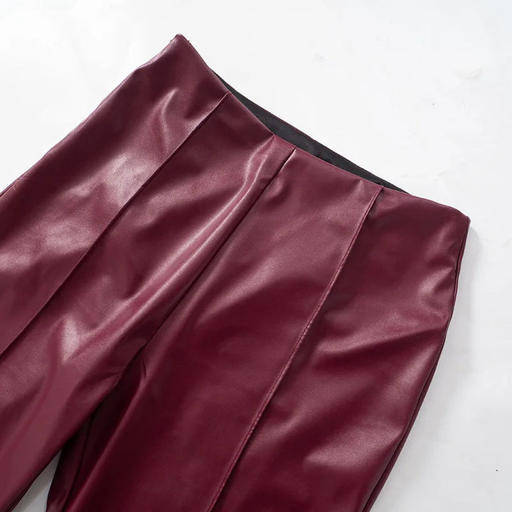 Flare Motif Leather Pants