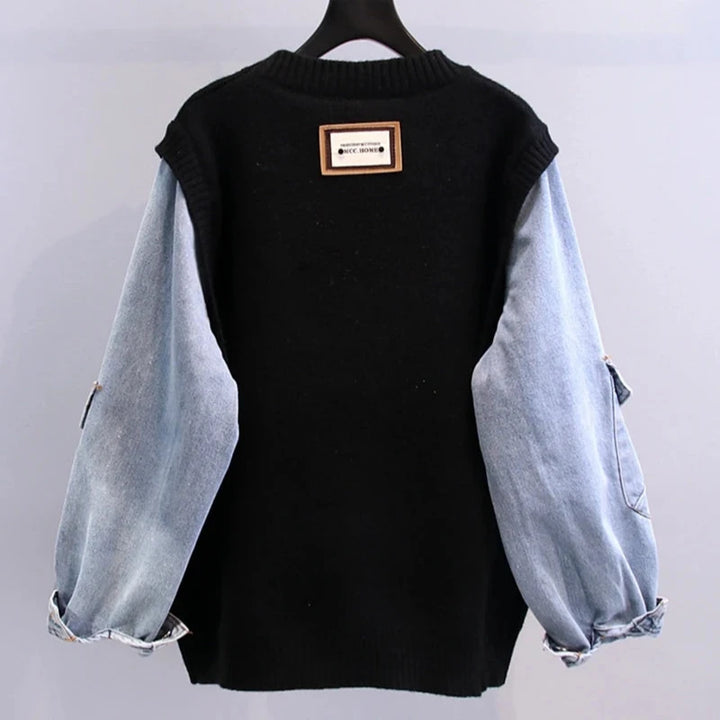 Joyride Patchwork Denim Sweater