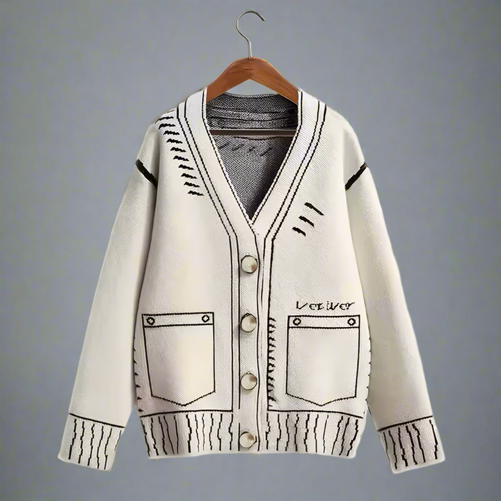 Y2K Contrast Stitch Cardigan